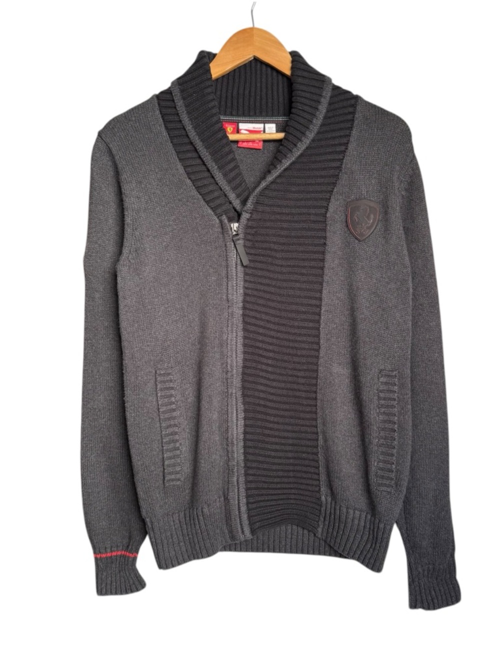Puma x Scuderia Ferrari Full Zip Shawl Collar Cardigan Sweater Jacket Mens Small